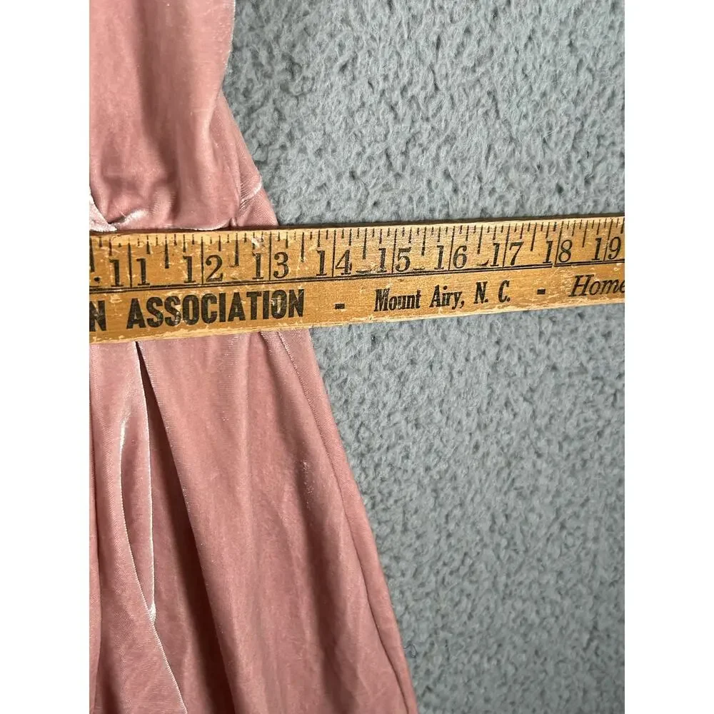 Aqua Dress Women M Pink Velvet Ruffled Sleeveless Made in U.S.A, Barbie Core - Picture 8 of 9